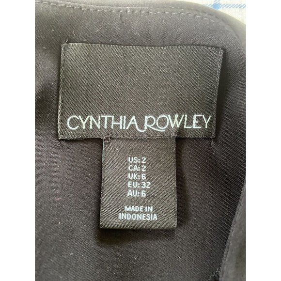 Cynthia Rowley Women's Shift Dress Size 2‎ Black Fringe Crochet Hem Gold Zipper - Picture 11 of 12